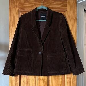 Madewell Chocolate Brown Corduroy Blazer Dorset Crop